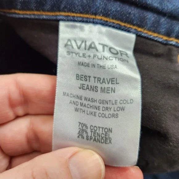 Aviator Mens Jeans Best Travel Stretch Size 32 (32x27) Blue Denim - Picture 5 of 10